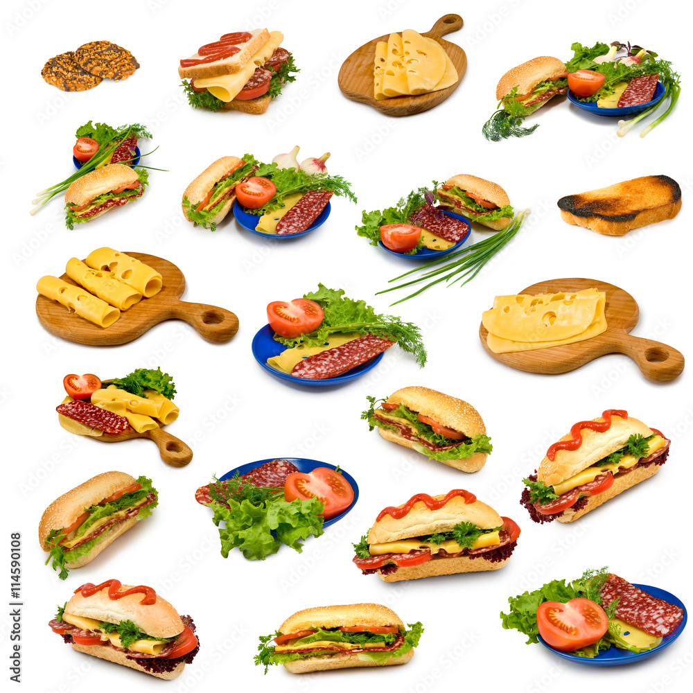 Image of different sandwiches closeup Image of different sandwiches closeup