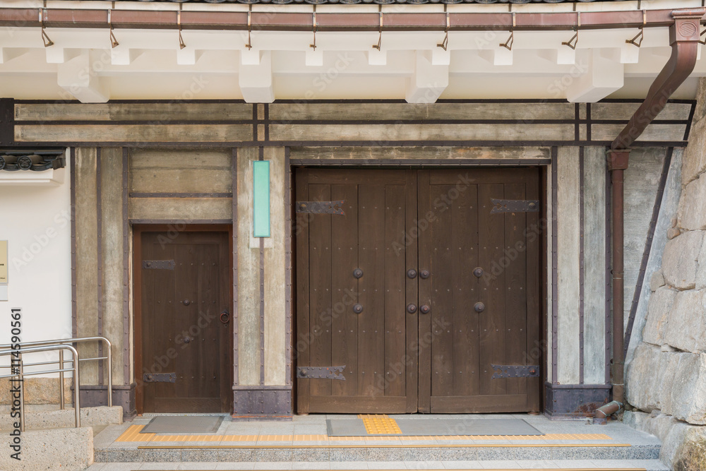 Fototapeta premium castle door of Japanese castle or castle gate historic building.