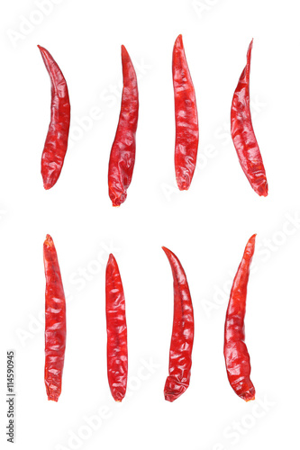 red dry chili isolated on white