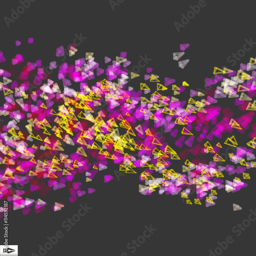 Array with Dynamic Emitted Particles. Abstract Dynamic Background. Bokeh Effect. Composition with Motion Effect. Vector illustration. 