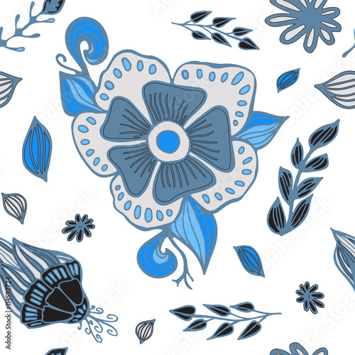 stock vector floral seamless doodle pattern. decorative element.