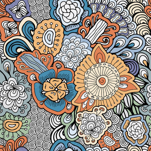 stock vector floral seamless doodle pattern. decorative element.