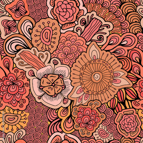 stock vector floral seamless doodle pattern. decorative element.