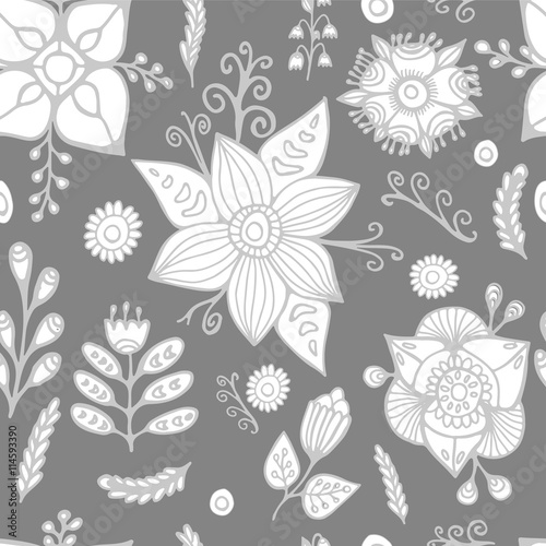 Fototapeta Naklejka Na Ścianę i Meble -  stock vector floral seamless doodle pattern. decorative element.
