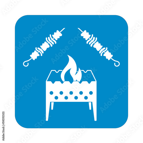 Brazier grill with kebab icon. Vector illustration