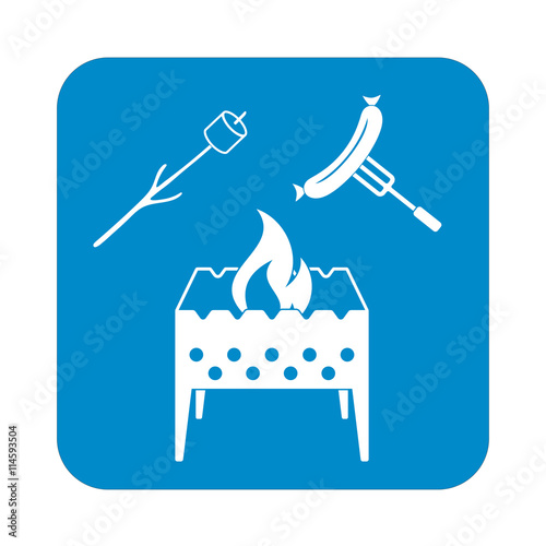 Brazier, zephyr and sausage icon. Vector illustration