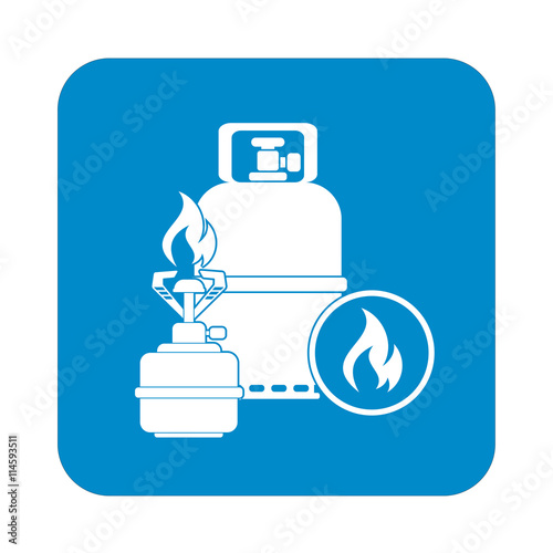 Camping stove with gas bottle icon vector. Vector illustration.