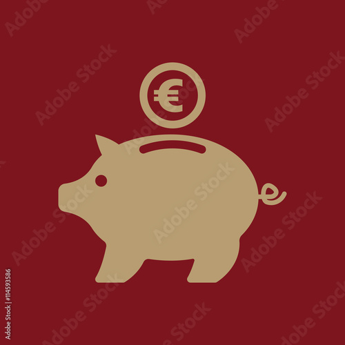 The moneybox and euro icon. Cash and money, wealth, savings symbol. Flat
