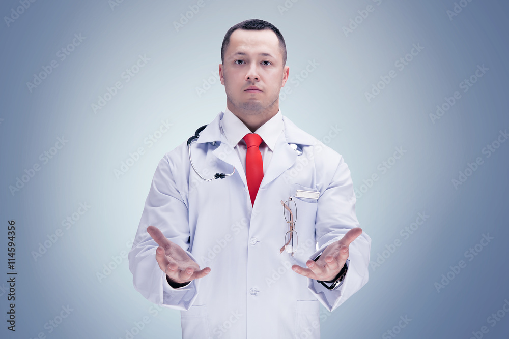 Doctor with stethoscope in a hospital. High resolution. Doctor with stethoscope in a hospital. High resolution.