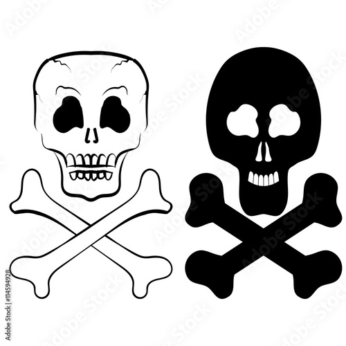 Human Skull Cross Bones Isolated on White Background