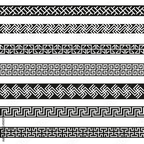 Old greek border designs vector set