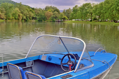 Wallpaper Mural motor boat is on the shore of the lake Torontodigital.ca