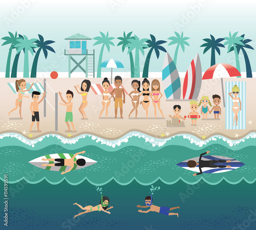 ON THE BEACH, sea side and beach items, vector design