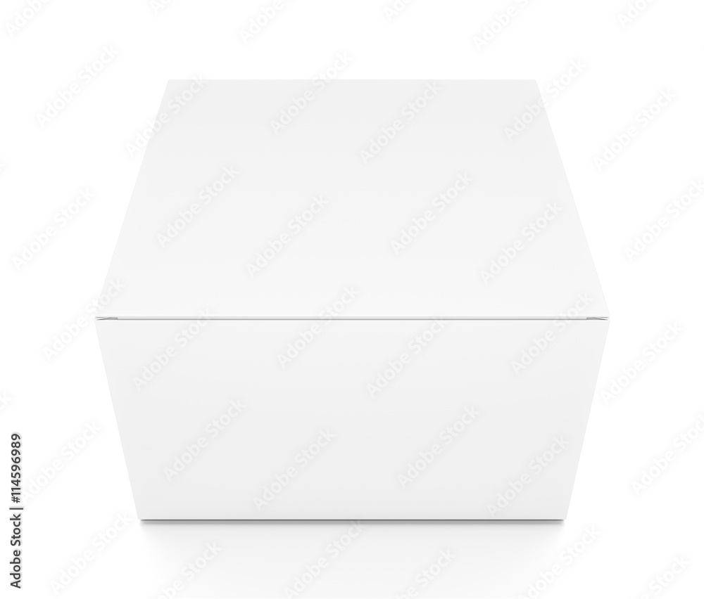 White horizontal rectangle blank box from top front closeup angle. White horizontal rectangle blank box from top front closeup angle.