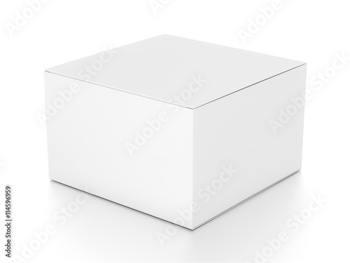 White horizontal rectangle blank box from top side angle. © Mockup Cake