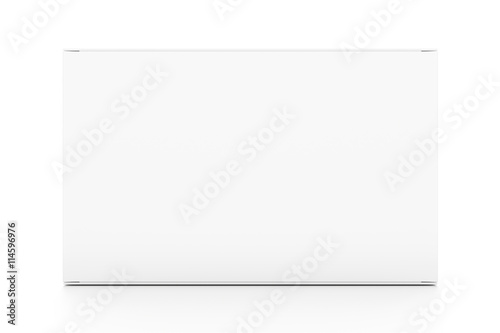 White horizontal rectangle blank box from front angle.