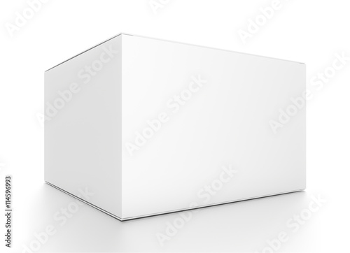 White horizontal rectangle blank box from front side closeup angle.