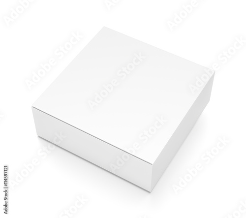 White flat horizontal rectangle blank box from top side angle.
