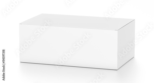White wide horizontal rectangle blank box from top side far angle.