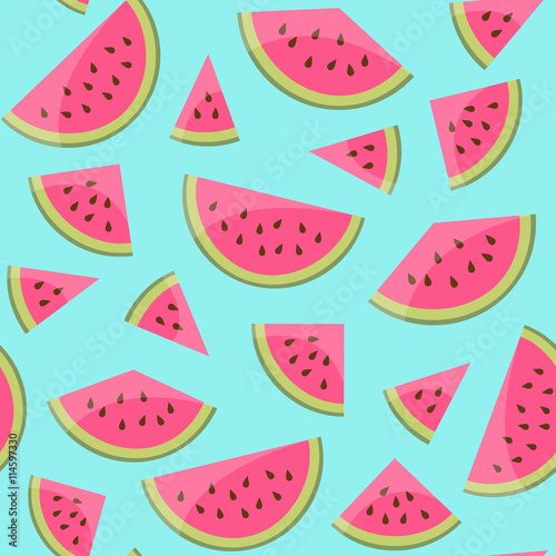 Wassermelone Frucht Stück mit Kerne Hintergrund Muster nahtlos