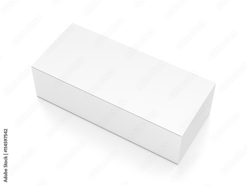 White wide horizontal rectangle blank box from top side angle. White wide horizontal rectangle blank box from top side angle.