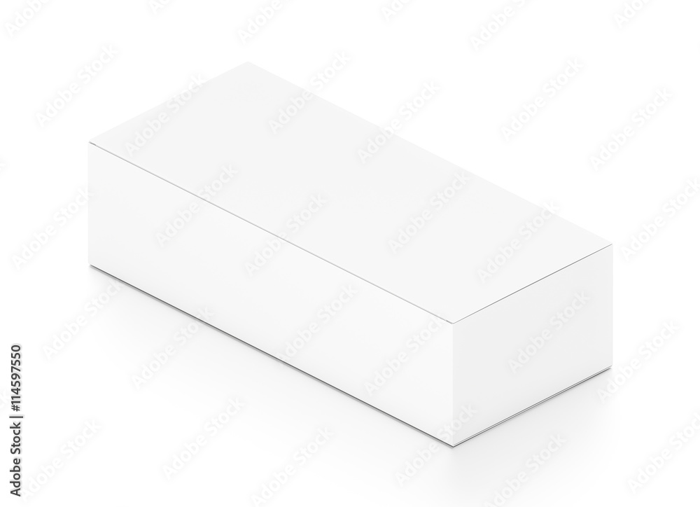 White wide horizontal rectangle blank box from isometric angle. White wide horizontal rectangle blank box from isometric angle.