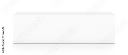 White wide horizontal rectangle blank box from top front angle.