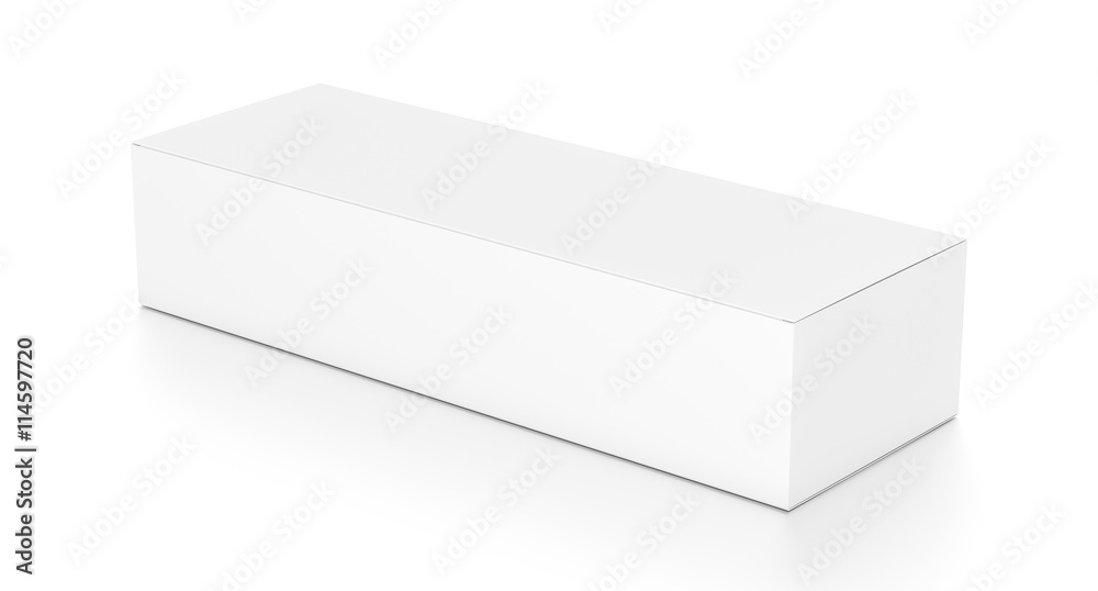White wide horizontal rectangle blank box from top side angle. White wide horizontal rectangle blank box from top side angle.