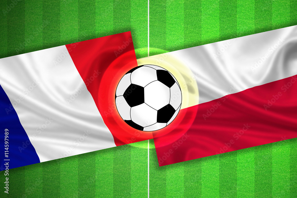 Fototapeta premium France - Poland - Soccer field with ball