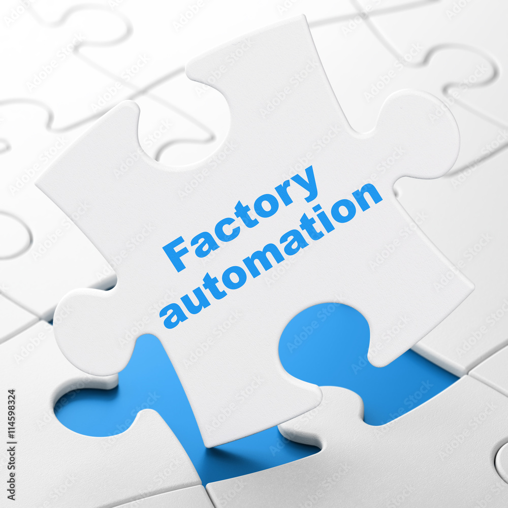 Manufacuring concept: Factory Automation on puzzle background Manufacuring concept: Factory Automation on puzzle background