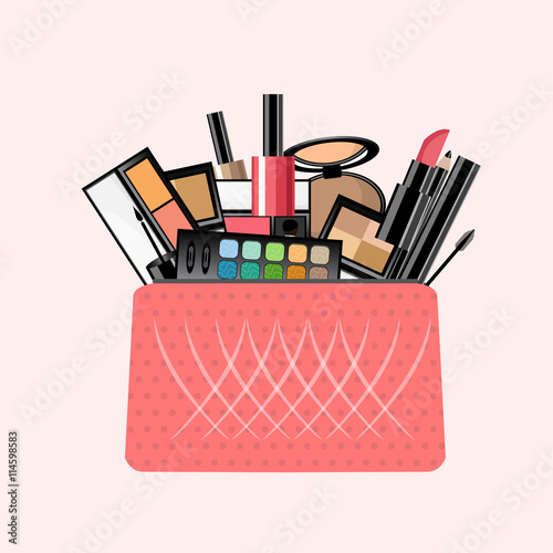 Makeup bag with beautician tools