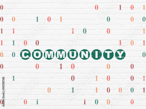 Social network concept: Community on wall background