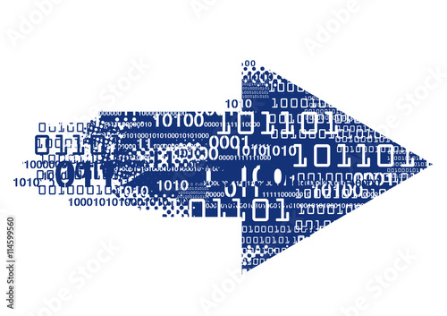 Grunge arrow binary codes.
Blue grunge arrow with binary codes symbolized fast internet connection.Vector available.
