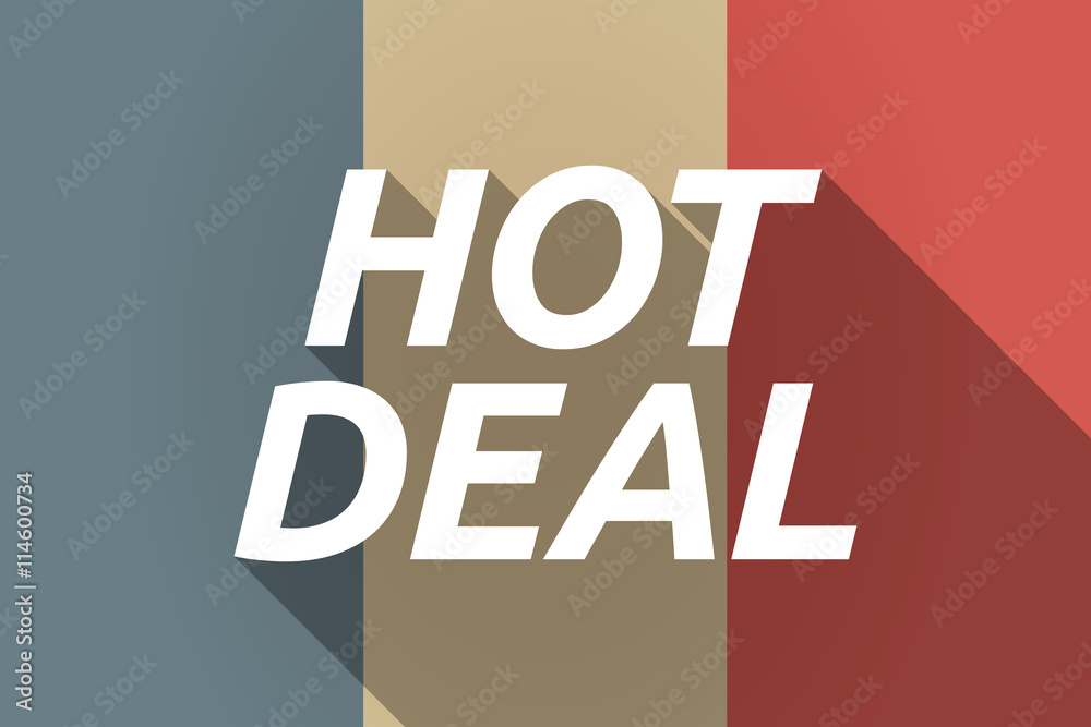 Vector long shadow France flag with the text HOT DEAL Vector long shadow France flag with the text HOT DEAL