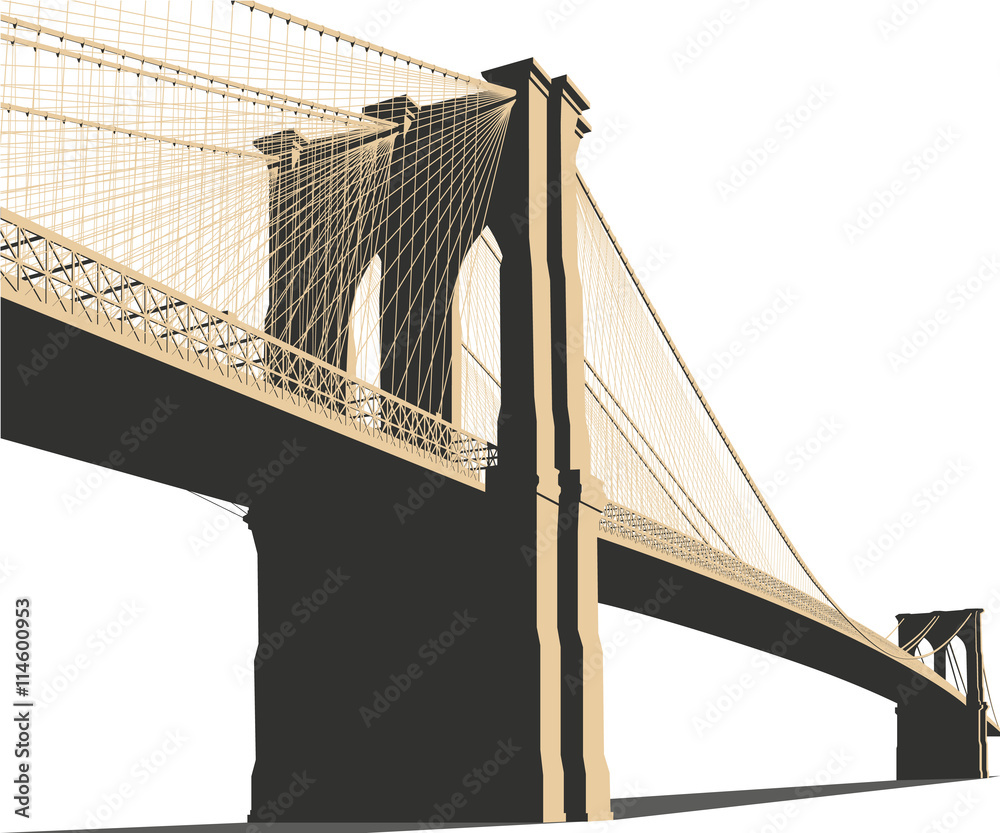 Brooklyn Bridge Vector - obrazy, fototapety, plakaty 