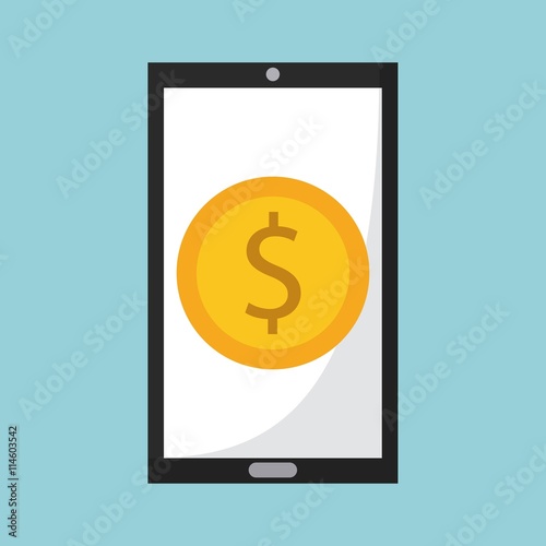 money online from a smartphone isolated icon design
