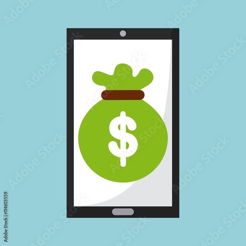 money online from a smartphone isolated icon design