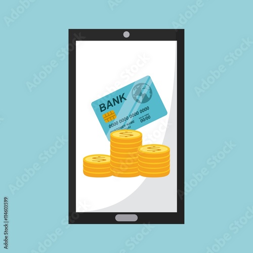 money online from a smartphone isolated icon design