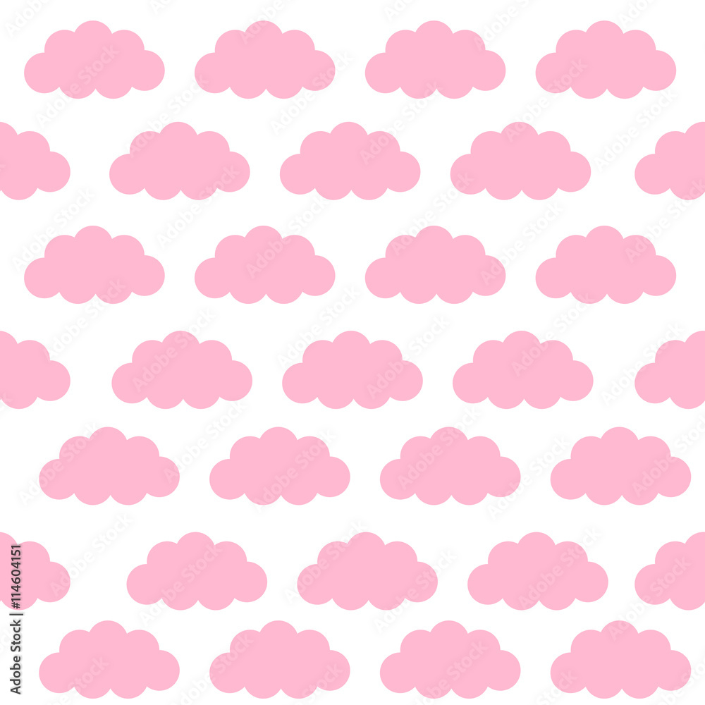 Cute Vector Clouds pink Seamless Pattern Background