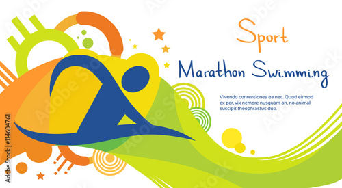 Marathon Swimming Athlete Sport Competition Colorful Banner