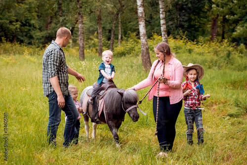 Family walks with ponies.