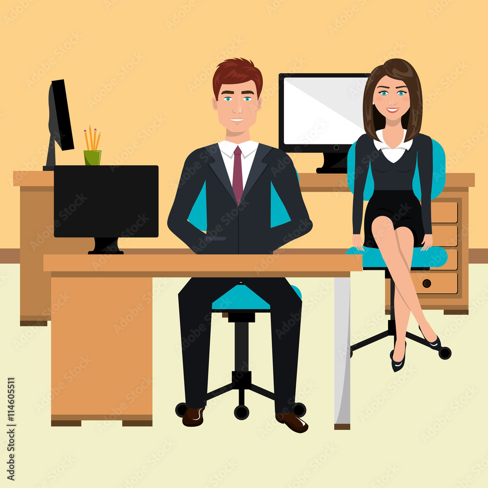 businesspeople in workspace isolated icon design, vector illustration graphic businesspeople in workspace isolated icon design, vector illustration graphic