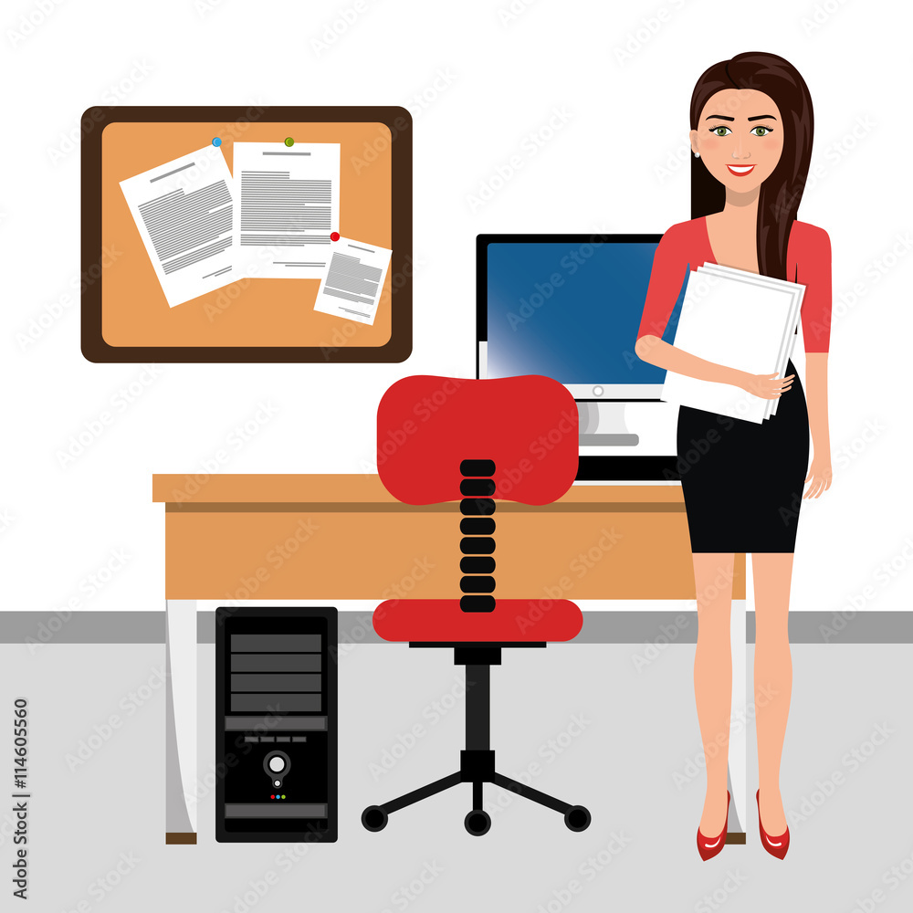 business woman in workspace isolated icon design, vector illustration graphic business woman in workspace isolated icon design, vector illustration graphic