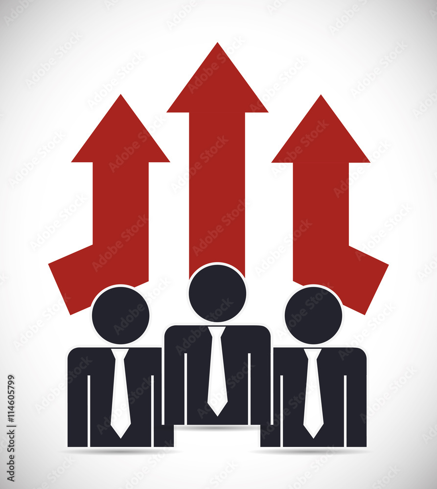 Business represented by businesspeople with arrow icon. flat and isolated illustration Business represented by businesspeople with arrow icon. flat and isolated illustration