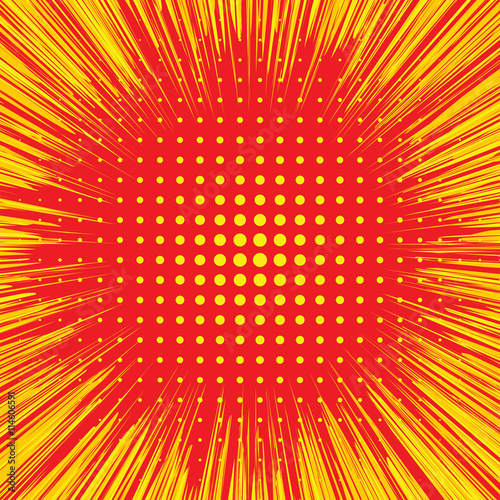 Abstract Creative concept vector comics pop art style blank layout template with clouds beams and isolated dots pattern on background. For Web and Mobile Applications, illustration template design