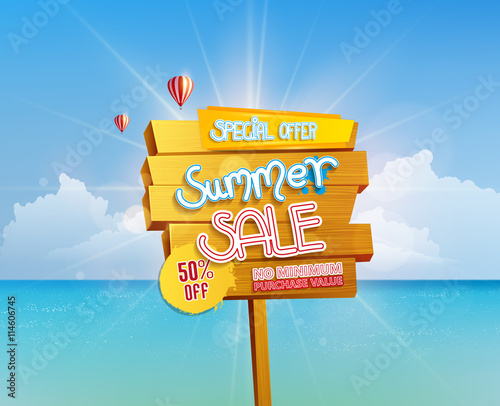 summer sale template, vector illustration

