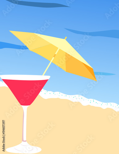 Cool summer drink beach holidays poster design