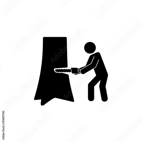 Man Sawing Tree Trunk Icon