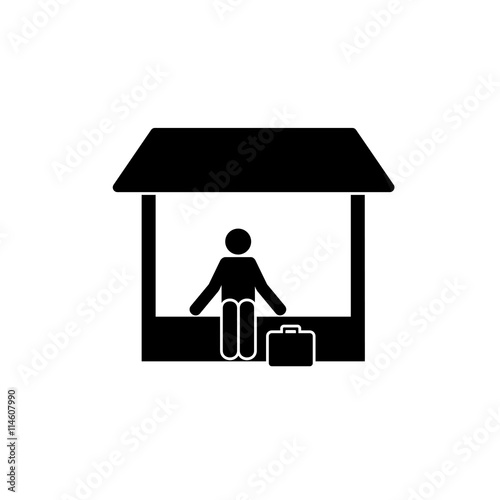 Man Sitting in Bus Shelter Icon