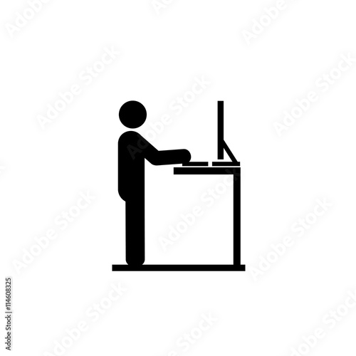 Man Working at Standing Desk Icon